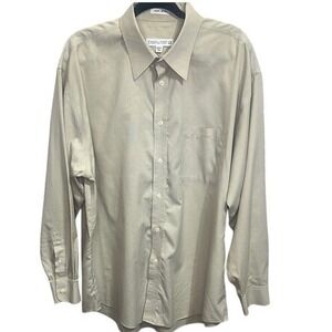 Joseph & Feiss Non-Iron Tan Button Down Shirt Relaxed Fit Non Iron 100% Cotton
